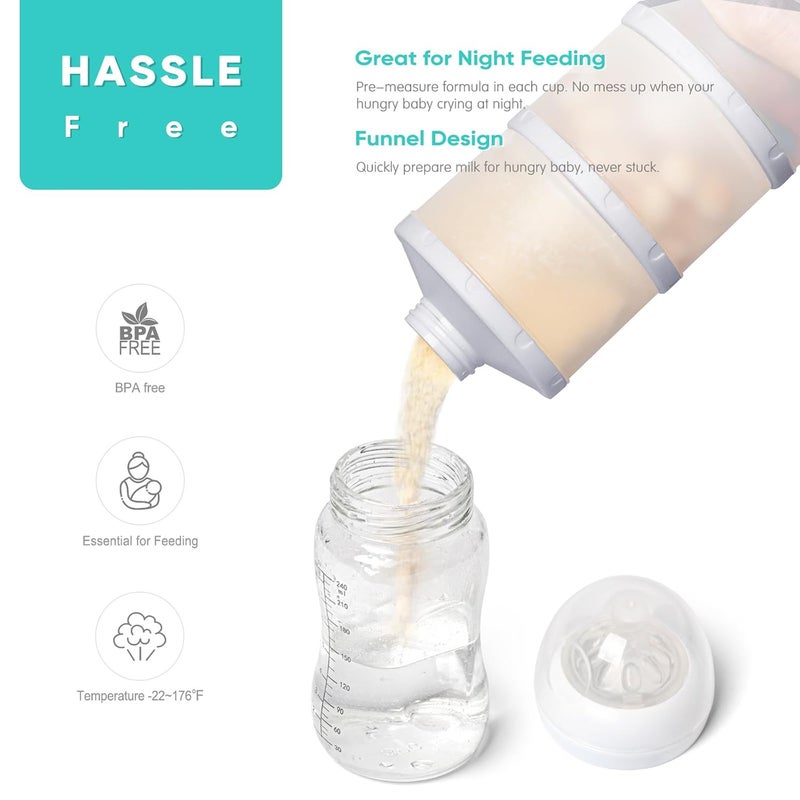 Termichy Stackable Formula Dispenser Portable Milk Powder Container, 2 Pack, Grey - Image 5